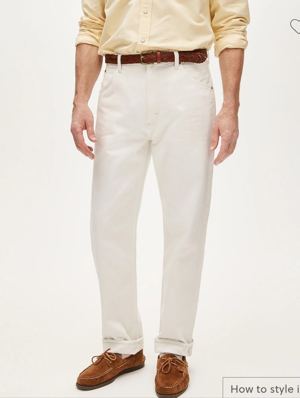 J. Crew X LEE High-Rise Jeans in White MEN SIZE 36/32 RETAIL $188 NEW